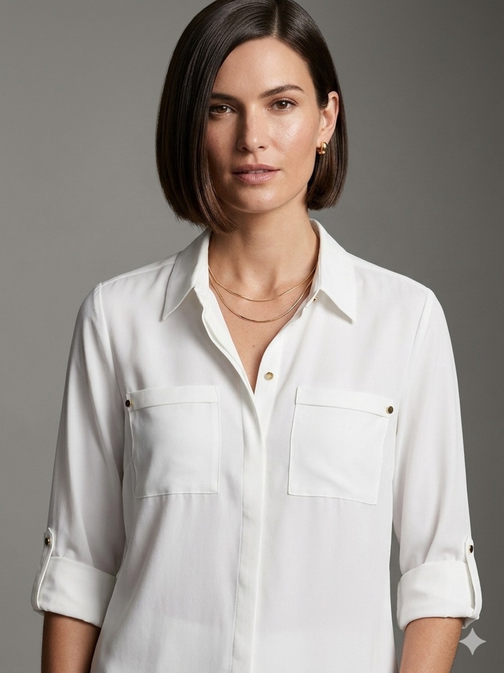 Chico's No Iron Button-Back Detail Ivory Blouse - Size S - Like new